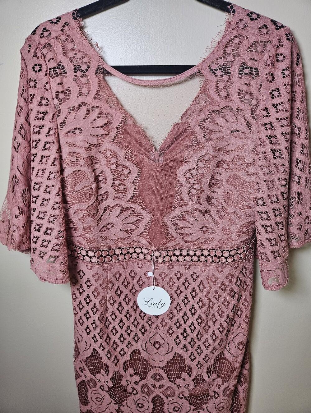 Two Sisters The Label Reyna Mauve Floral Lace Midi Size 10 Wedding Event Formal - Picture 3 of 14